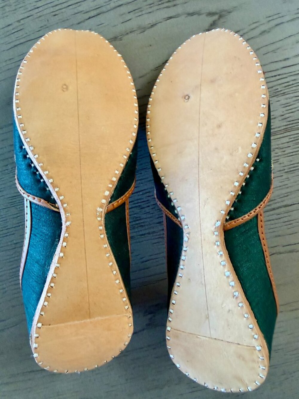 NEW Indian Jutti Mojari Flats Womens Sz 8.5 - 9 Teal Beaded Embroidered Shoes - Picture 7 of 7